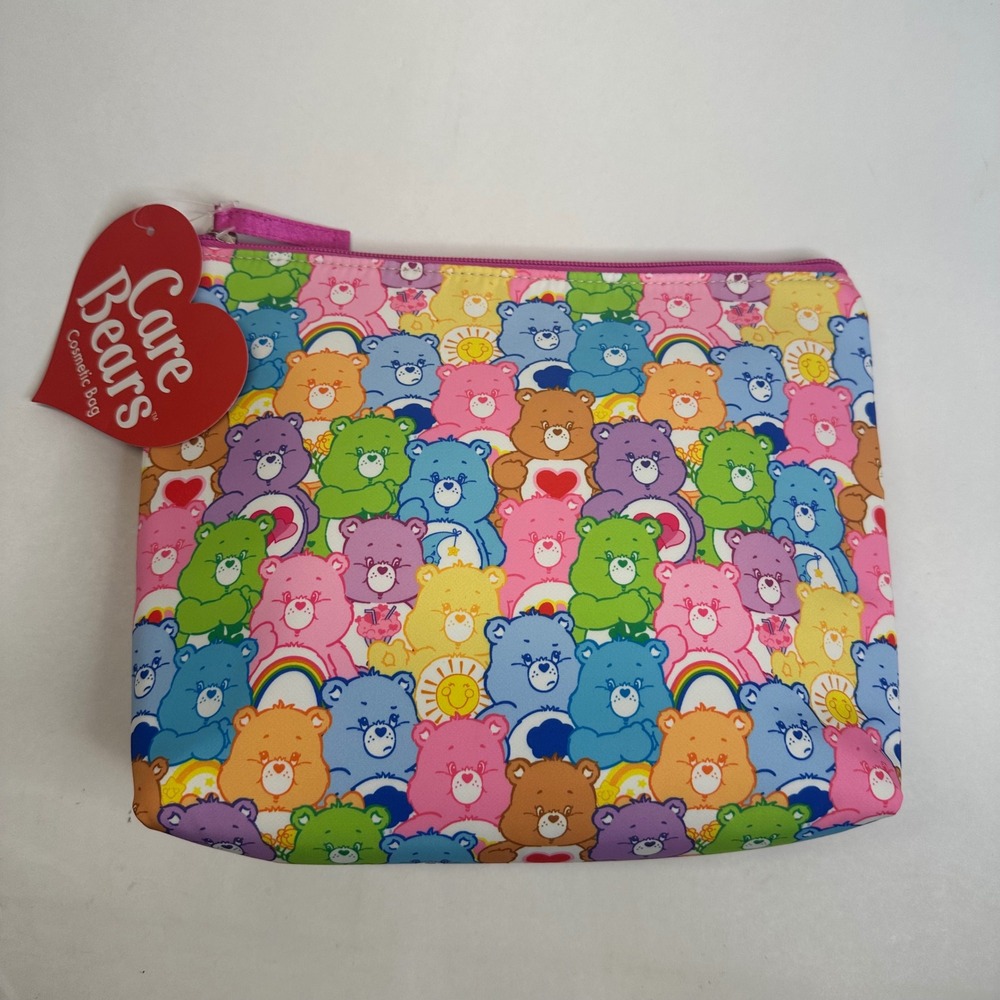 Care Bears Cosmetic Bag All Over Print‎ Rainbow Makeup Pouch New With Tags